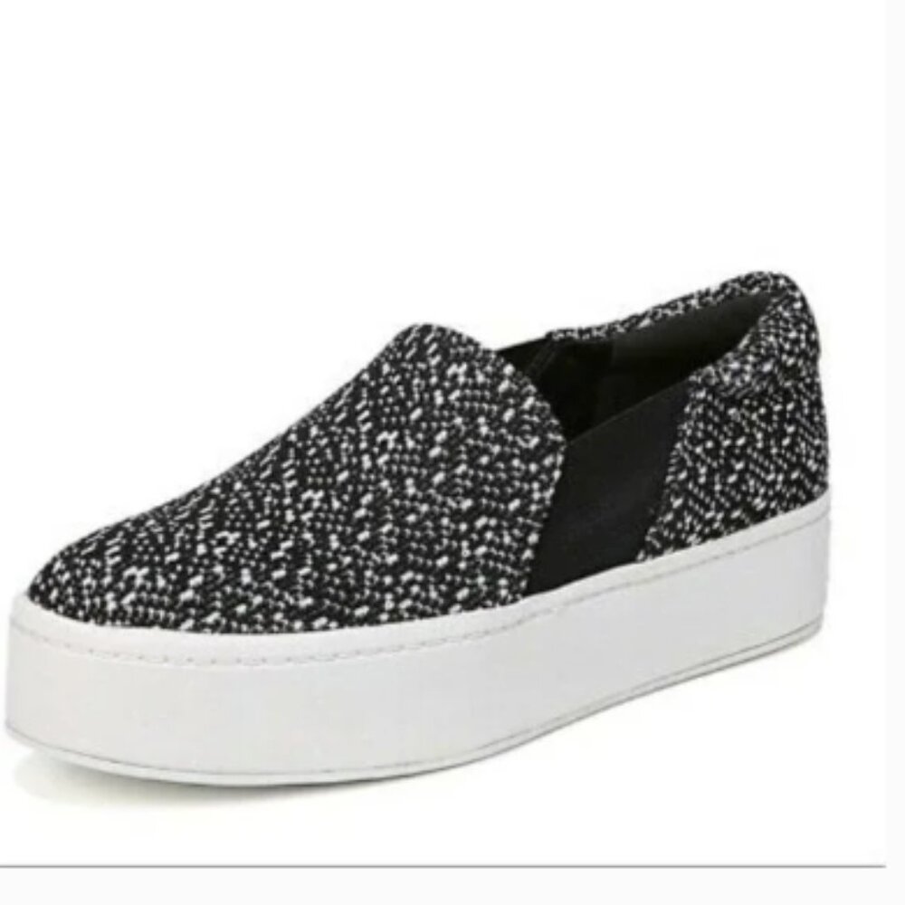 Womens Vince Warren Knit Black White Specks Platform Sneakers Size 8